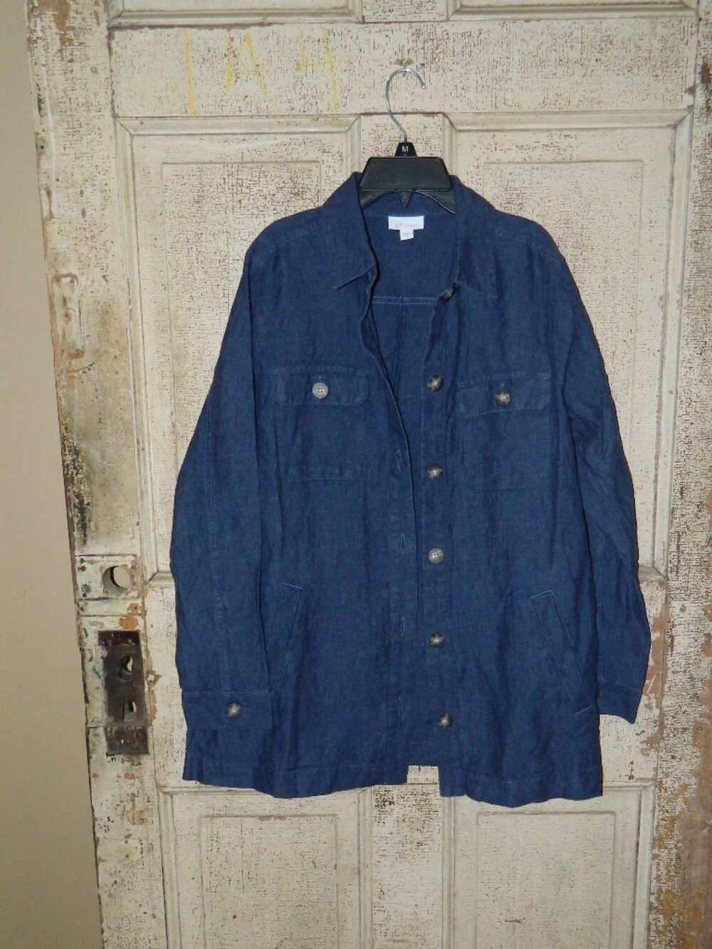 J. Jill Love Linen Denim Jean Shacket Sz M (YY-5)